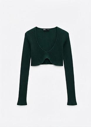 1+1=3 кроптоп топ топік з довгим рукавом зелений рубчик m zara
