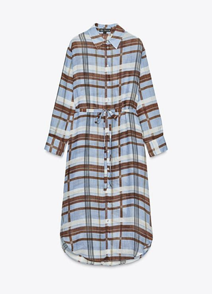 Новое платье рубашка zara 100% крапива