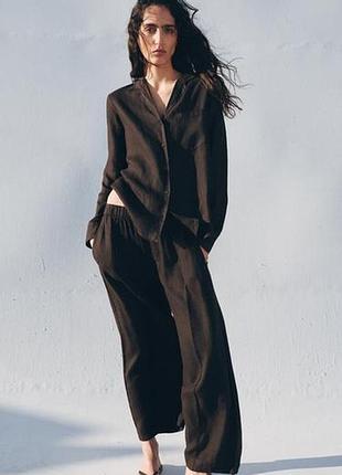 Льняные прямые брюки zara