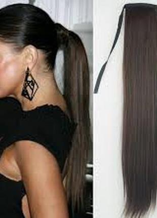 Длинные волосы хвост на гребне с лентами парик