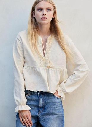 Топ блуза фактурна жіноча бежева h&m