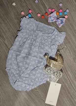 Очаровательный нарядный  боди в цветочки для девочки, p-p 56, 0-2 месяца