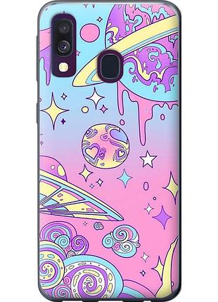 Чехол 2d пластиковый на телефон samsung galaxy a40 2019 a405f розовая галактика "4146t-1672-58250"