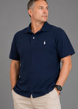 Мужское поло polo sport ralph lauren xl темно-синее 100% хлопок