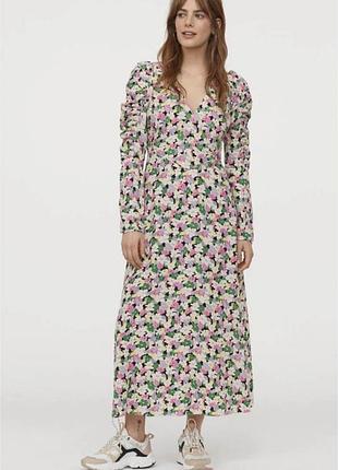 Платье с цветочным принтом, платье долгое романтичное h&amp;m