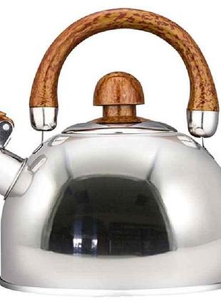 Чайник со свистком 3л нержавеющая сталь крыш. ручка zb 001/3 тм zauberg