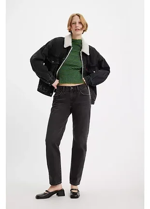 Сіро-чорні прямі джинси levi's middy straight jeans оригінал щільний денім
