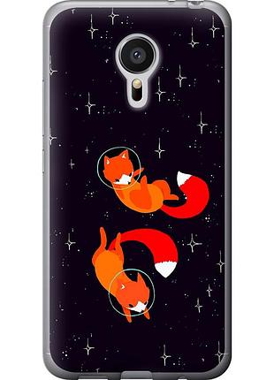 Чохол 2d пластиковий на телефон meizu mx5 лисички в космосі "4519t-105-58250"