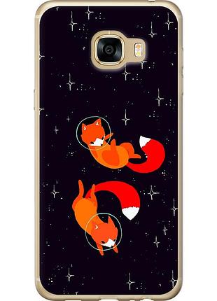 Чехол 2d пластиковый на телефон samsung galaxy c5 c5000 лисички в космосе "4519t-301-58250"