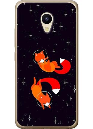 Чохол 2d пластиковий на телефон meizu m5 лисички в космосі "4519t-420-58250"
