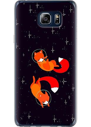 Чехол 2d пластиковый на телефон samsung galaxy note 5 n920c лисички в космосе "4519t-127-58250"