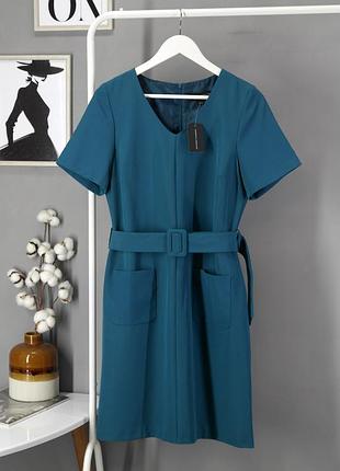 Нове бірюзове плаття прямого крою з поясом "dorothy perkins", uk12/eur40.