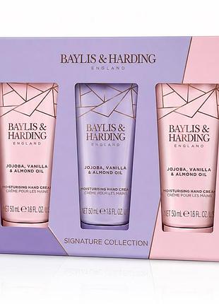 Подарунковий набір кремів для рук baylis & harding jojoba vanilla almond oil 3×50 мл