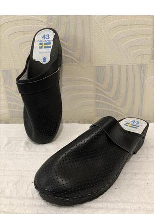 Нові шкіряні ортопедичні сабо клоги на дерев'яній підошві original swedish clogs 43 (устілка 27 см)