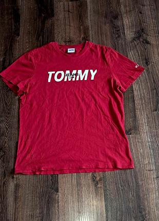 Мужская уникальная футболка tommy hilfiger с большим лого оригинал