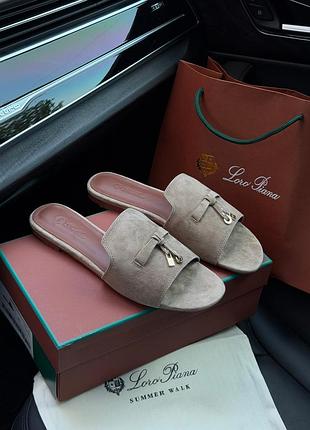 Замшеві сандалі loro piana summer charms sandal suede sandstone