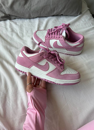 Кроссовки nike dunk pink замшевые / найк данк розовые 38 39 40