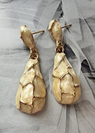 Сережки christian lacroix вінтаж з емалью позолота 18k