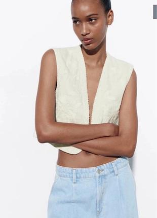 Жилет zara бавовняний вишитий