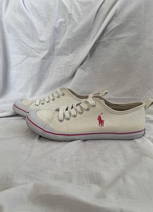 Кеди polo ralph lauren з яскраво-рожевим вишитим логотипом