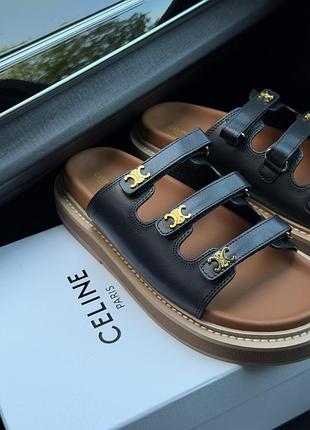 Кожаные сандалииceline triomphe mule slide black