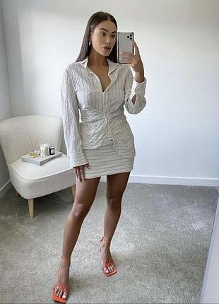 Костюм zara юбка и рубашка жатка