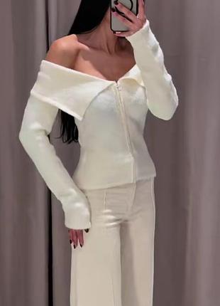 Кофта кардиган топ zara з відкритими плечима з лацканами на молніі р.s-m