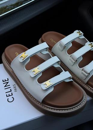 Кожаные сандалииceline triomphe mule slide white