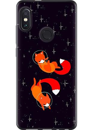 Чехол 2d пластиковый на телефон xiaomi redmi note 5 лисички в космосе "4519t-1516-58250"