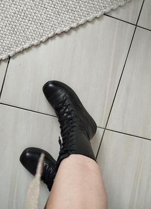 Сапоги ботинки высокие на шнуровке zara кожа