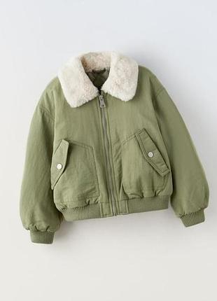 Zara куртка бомбер 13-14 л. меховой ворот деми