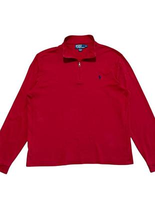 Кофта 1/4 zip polo ralph lauren джемпер реглан червона чоловіча вінтаж xl хл