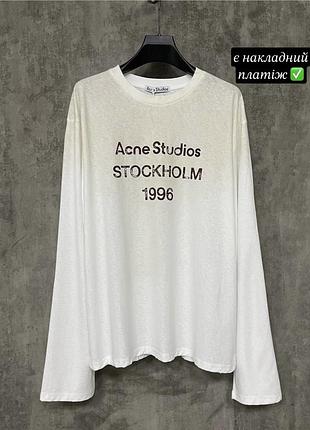 Лонгслів кофта жіноча acne studios біла оверсайз
