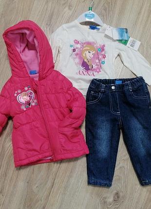 Костюм-тройка disney anna 74 см куртка, джинсы, лонгслив