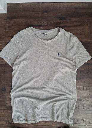 Футболка polo ralph lauren оригинал серая меланж размер m (custom fit)