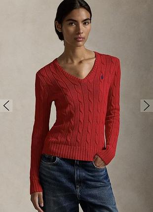 Светр пуловер polo ralph lauren бавовна червоний коси  xxl-l,42