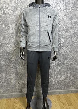 Under armour спортивный костюм 137-147 см детский серый на флисе