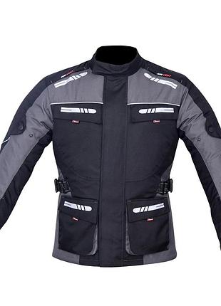 Мотоциклетна куртка чоловіча ✅xl/ 2xl/3xl(52/54/56) norman ✌️водонепроникна текстильна  броньована зі  світловідбивачами чорного кольору