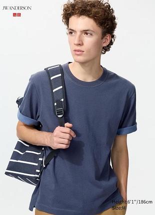 Футболка uniqlo+jw anderson синя colour block t-shirt