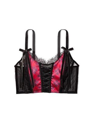 Корсетный топ victoria's secret dream angels в клетку / бюстье с кружевом, размер m-dd (uk 12-14)