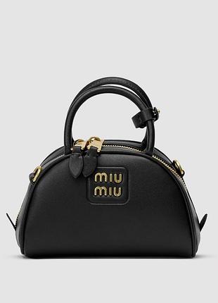 Сумка миу leather top-handle miu bag black