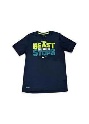 Футболка nike dri fit чоловіча спортивна чорна розмір s з принтом