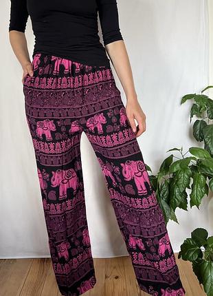 Штани з принтом слонів boho т2