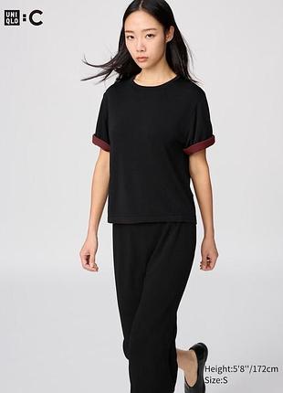 Футболка uniqlo:с чорна boxy knit t-shirt