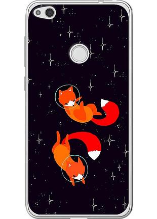 Чехол 2d пластиковый на телефон huawei p8 lite (2017) лисички в космосе "4519t-777-58250"