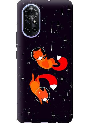Чохол силіконовий на телефон huawei nova 8 лисички в космосі "4519u-2245-58250"