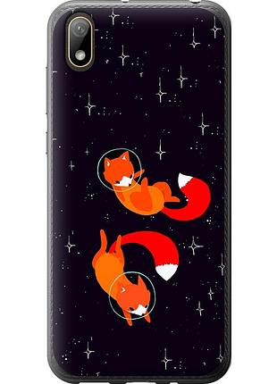 Чехол 2d пластиковый на телефон huawei y5 2019 лисички в космосе "4519t-1695-58250"
