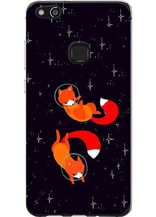 Чехол силиконовый на телефон huawei p10 lite лисички в космосе "4519u-896-58250"
