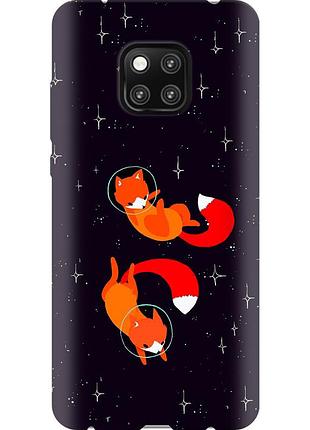 Чехол 2d пластиковый на телефон huawei mate 20 pro лисички в космосе "4519t-1567-58250"