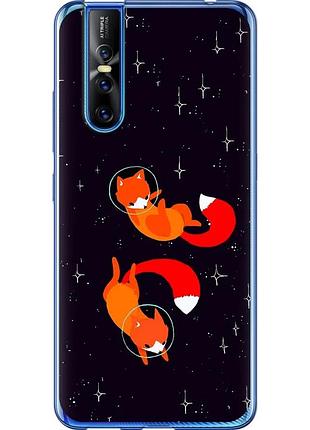 Чехол 2d пластиковый на телефон vivo v15 pro лисички в космосе "4519t-1763-58250"